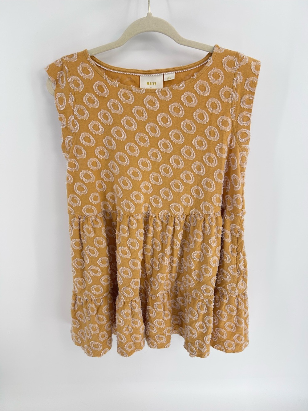 Maeve Mustard Tiered Dress - Small Petite